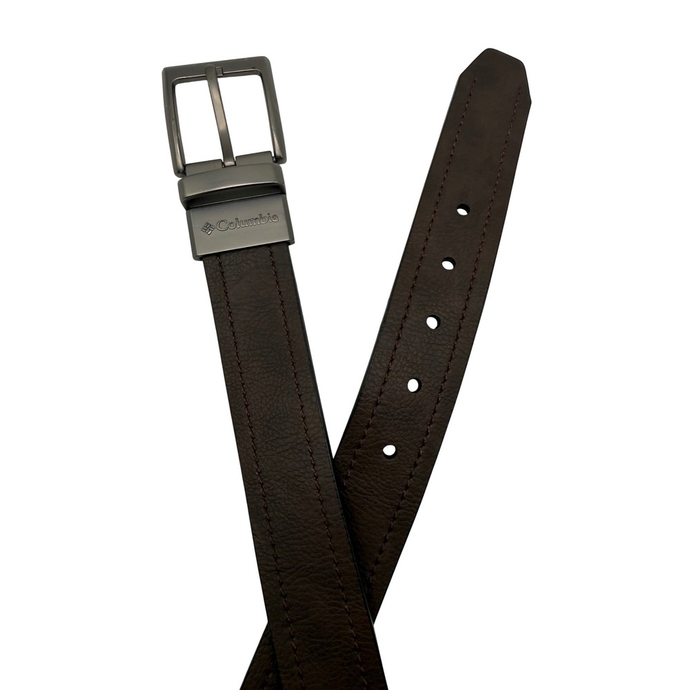 Columbia Reversible Belt Mens 46 Brown Black Excellent Leather Swivel Buckle